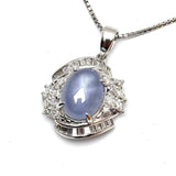 Pt900 Diamond=1.02cts, Star Sapphire=8.4cts Lady Necklace