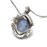 Pt900 Diamond=1.02cts, Star Sapphire=8.4cts Lady Necklace