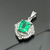 Pt900 Emerald =1.55cts Diamond Pendant With Cert