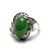 PT900 Jade=8.48cts ,Diamond=0.74cts Ring With Cert