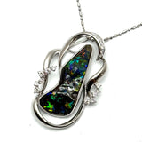 PT900 Opal=11.55cts ,Diamond=0.4cts Necklace With Cert