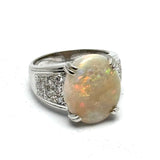 PT900 Opal=5.21cts ,Diamond=0.6cts Ring with Cert