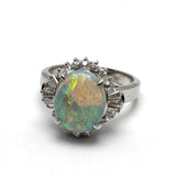 PT900 Whit Opal=2.44cts, Diamond Ring