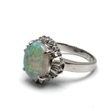 PT900 Whit Opal=2.44cts, Diamond Ring