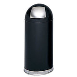 Safco 9636BL Dome Receptacle w/Spring-Loaded Door Round Steel 15gal Black