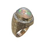 850 Yellow Gold Opal With Diamond Men Ring