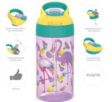 Zak Designs 16oz Riverside Desert Life Kids Water Bottle with Straw and Built in Carrying Loop Made of Durable Plastic, Leak-Proof Design for Travel, 2PK Set