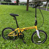 ZiZZO Campo 20" Folding Bicycle Shimano 7 Speed Adjustable Stem Lightweight Aluminum Frame (Yellow)