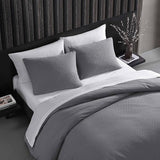 Vera Wang  Queen Duvet Cover Set Waffle Pique Pewter Grey Queen