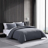 Vera Wang  Queen Duvet Cover Set Waffle Pique Pewter Grey Queen