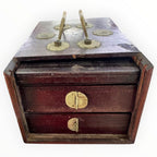 Vintage Wooden Storage Box with Drawers & Brass-Tone Details