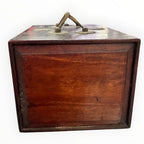 Vintage Wooden Storage Box with Drawers & Brass-Tone Details