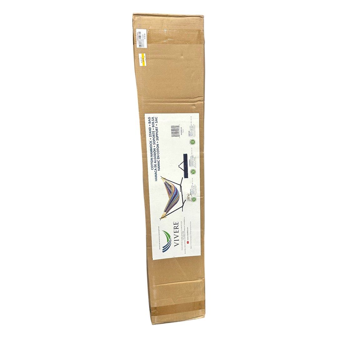 Vivere Double Cotton Hammock with Space Saving Steel Stand