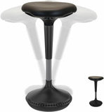 WOBBLE STOOL Standing Desk Chair ergonomic tall adjustable height sit stand-up office balance drafting bar swiveling leaning perch perching high swivels 360 computer active sitting black saddle seat