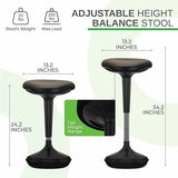 WOBBLE STOOL Standing Desk Chair ergonomic tall adjustable height sit stand-up office balance drafting bar swiveling leaning perch perching high swivels 360 computer active sitting black saddle seat