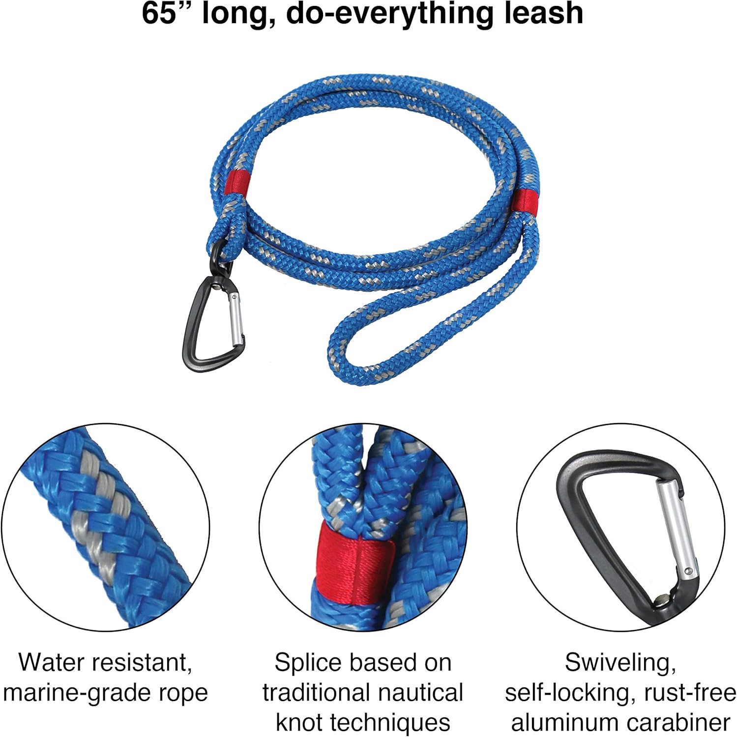 Kurgo Humble Dog Leash 65in BlueRed Secondary image