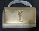 YSL Saint Lauren Kate Small Metallic Leather Sling Bag, Gold