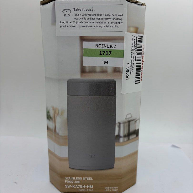 Zojirushi SWKA75H Stainless Steel Lunch Jar 25oz Medium Gray