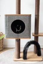 PetPals PP18502 Three Level Elevated Cat Tree Condo With Massage And Particle Board Grey