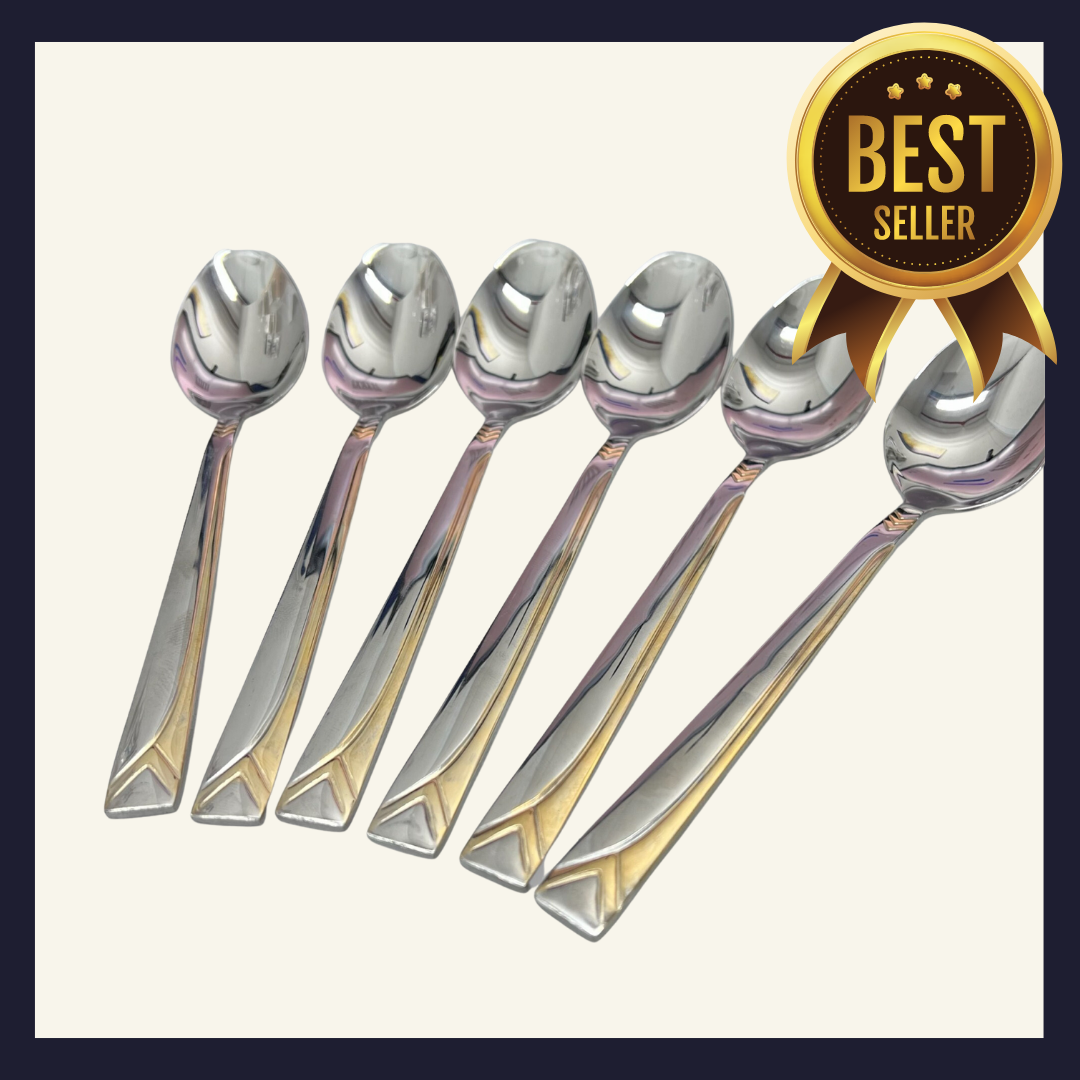 YICAN High Grade Stainless Steel Spoon 6pcs gold accent Main image