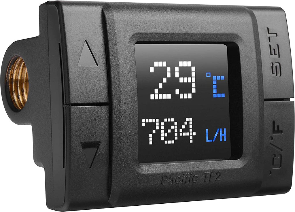 Thermaltake Pacific TF2 G1/4 Copper Core Construction TT RGB Plus Software Monitoring Celsius Fahrenheit Temperature and Flow Indicator CL-W275-CU00SW-ACS000523