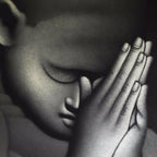 Greyscale Oil Painting of Young Monk - Cash Converters
