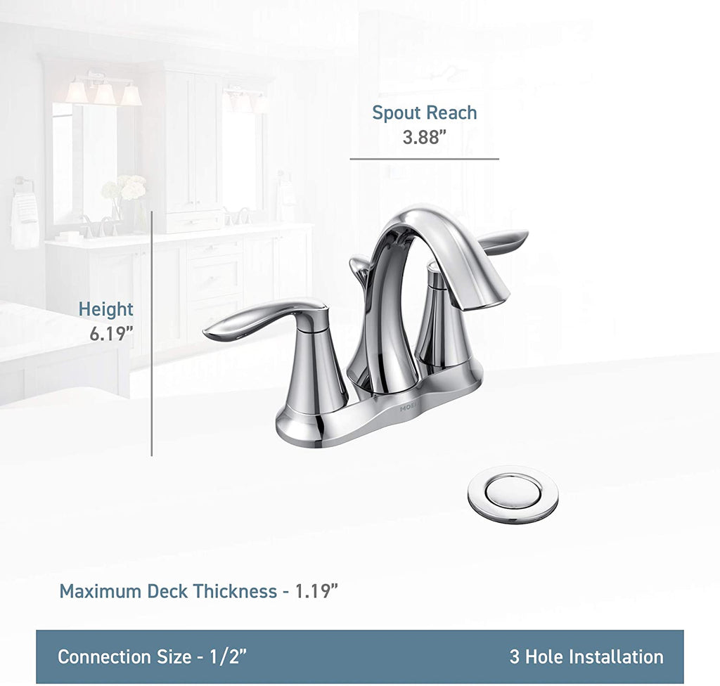 Moen 6410BN Eva Brushed Nickel 2 Handle Centerset Bathroom Faucet - Cash Converters