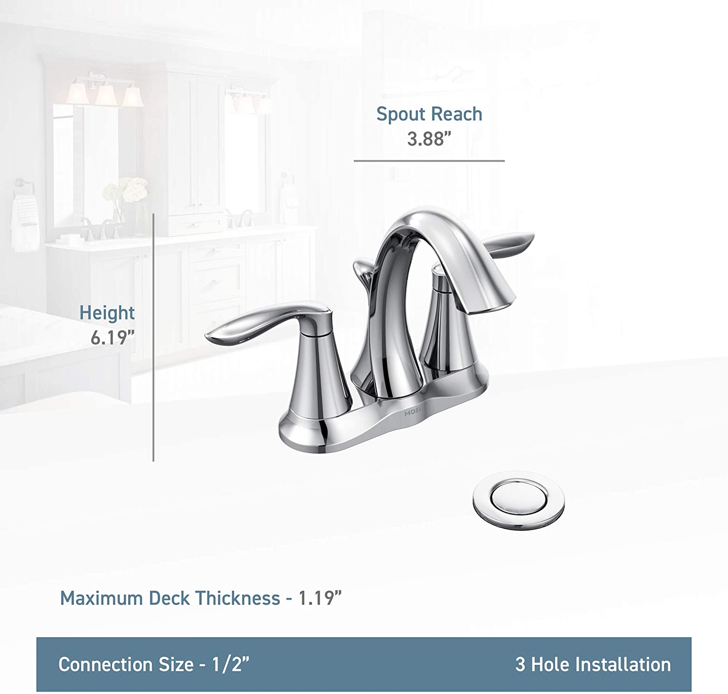Moen 6410BN Eva Brushed Nickel 2 Handle Centerset Bathroom Faucet - Cash Converters