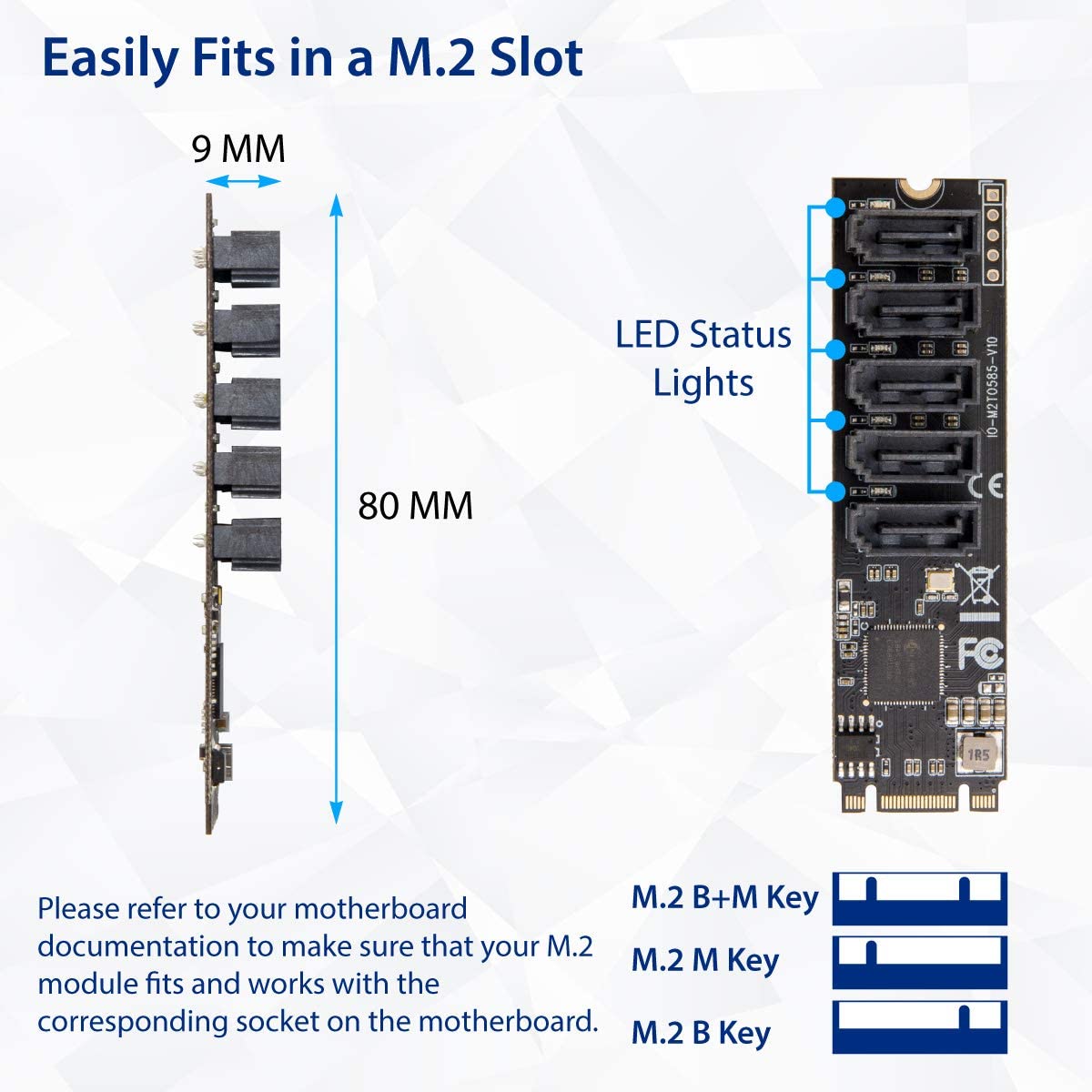 IOCrest Internal 5 Port NonRAID SATA III 6GBps Adapter Card For Desktop PC Support SSD And HDD JMB585 Chipset Secondary image