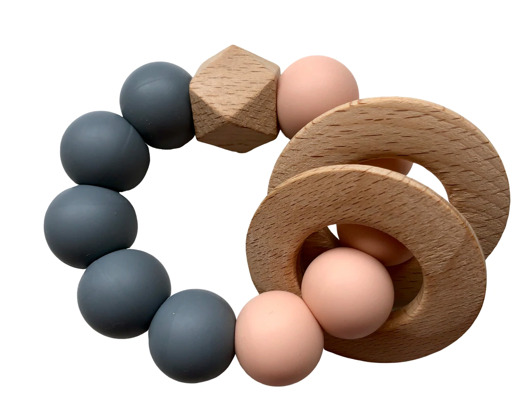 Jambu Beads. Duo Baby Teether Duo Rattle Blush Trey - Cash Converters Main image