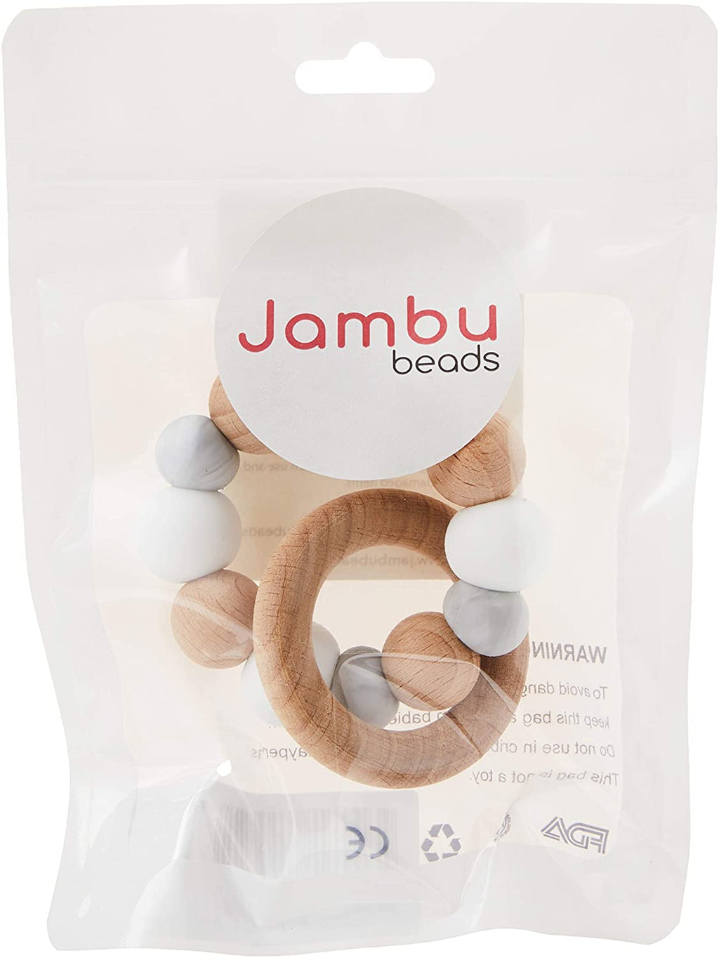 Jambu Beads Orbit Rattle Teether White - Cash Converters