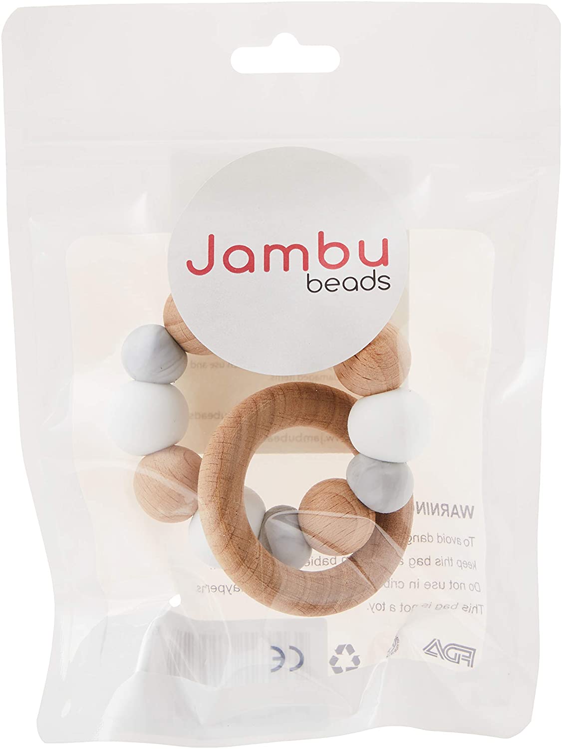 Jambu Beads Orbit Rattle Teether White - Cash Converters