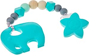 Jambu Beads Serenity Baby Teether ClipOn Turqoise Elephant Main image