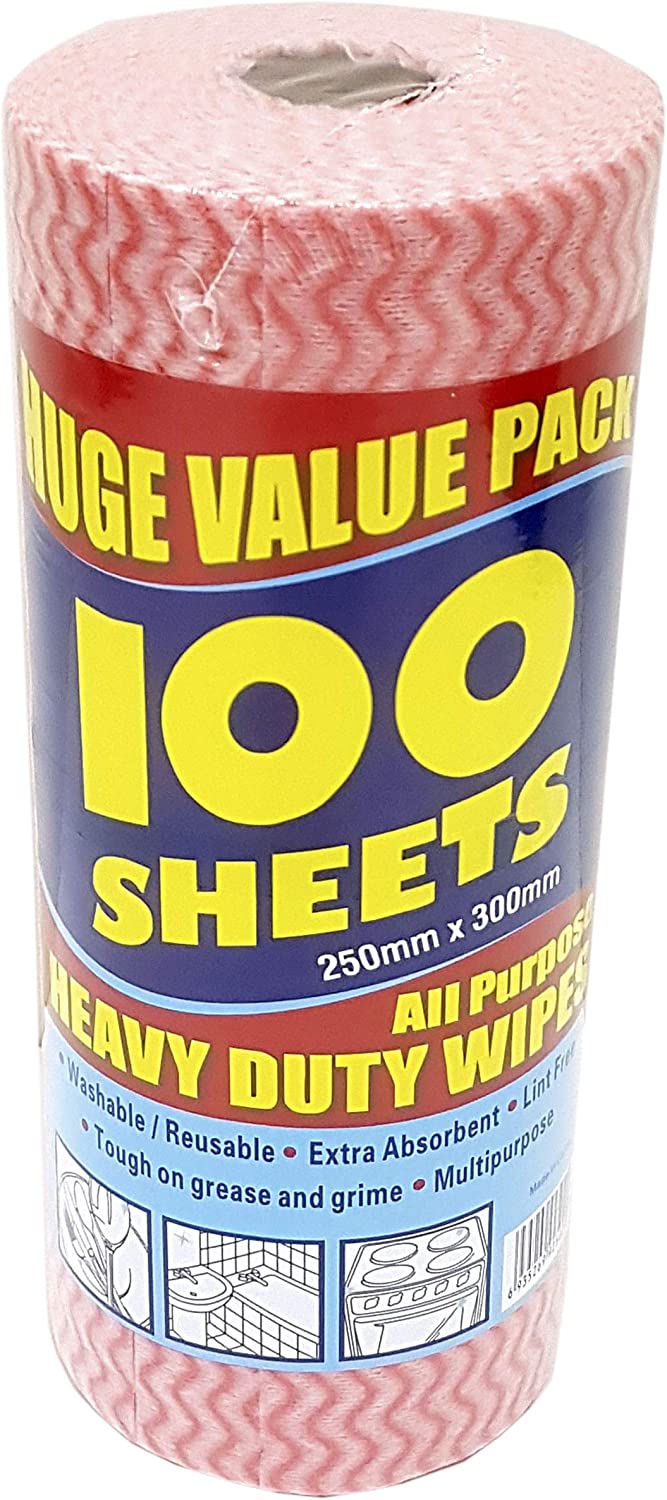 All Purpose Reusable Heavy Duty Wipes - 250mm x 300mm, 100 Count