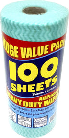 All Purpose Reusable Heavy Duty Wipes - 250mm x 300mm, 100 Count