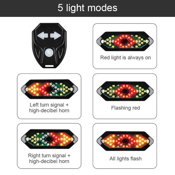 Bicycle Wireless Remote Controlled Tail Light Turn Signal