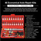 Car Repair Tool Kit 1/4Inch Socket Set Car Repair Tool Ratchet Torque Wrench Combo Auto Repairing Tool Set