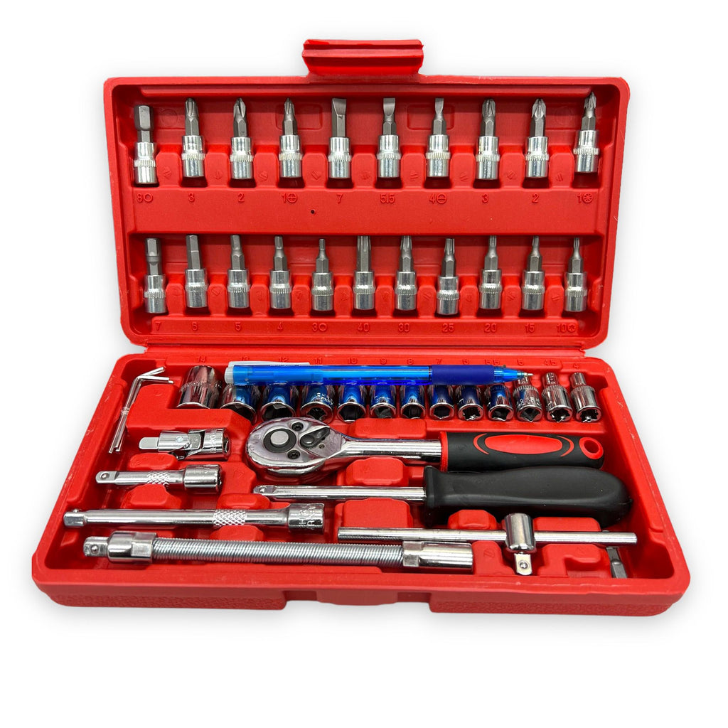 Car Repair Tool Kit 1/4Inch Socket Set Car Repair Tool Ratchet Torque Wrench Combo Auto Repairing Tool Set