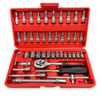 Car Repair Tool Kit 1/4Inch Socket Set Car Repair Tool Ratchet Torque Wrench Combo Auto Repairing Tool Set