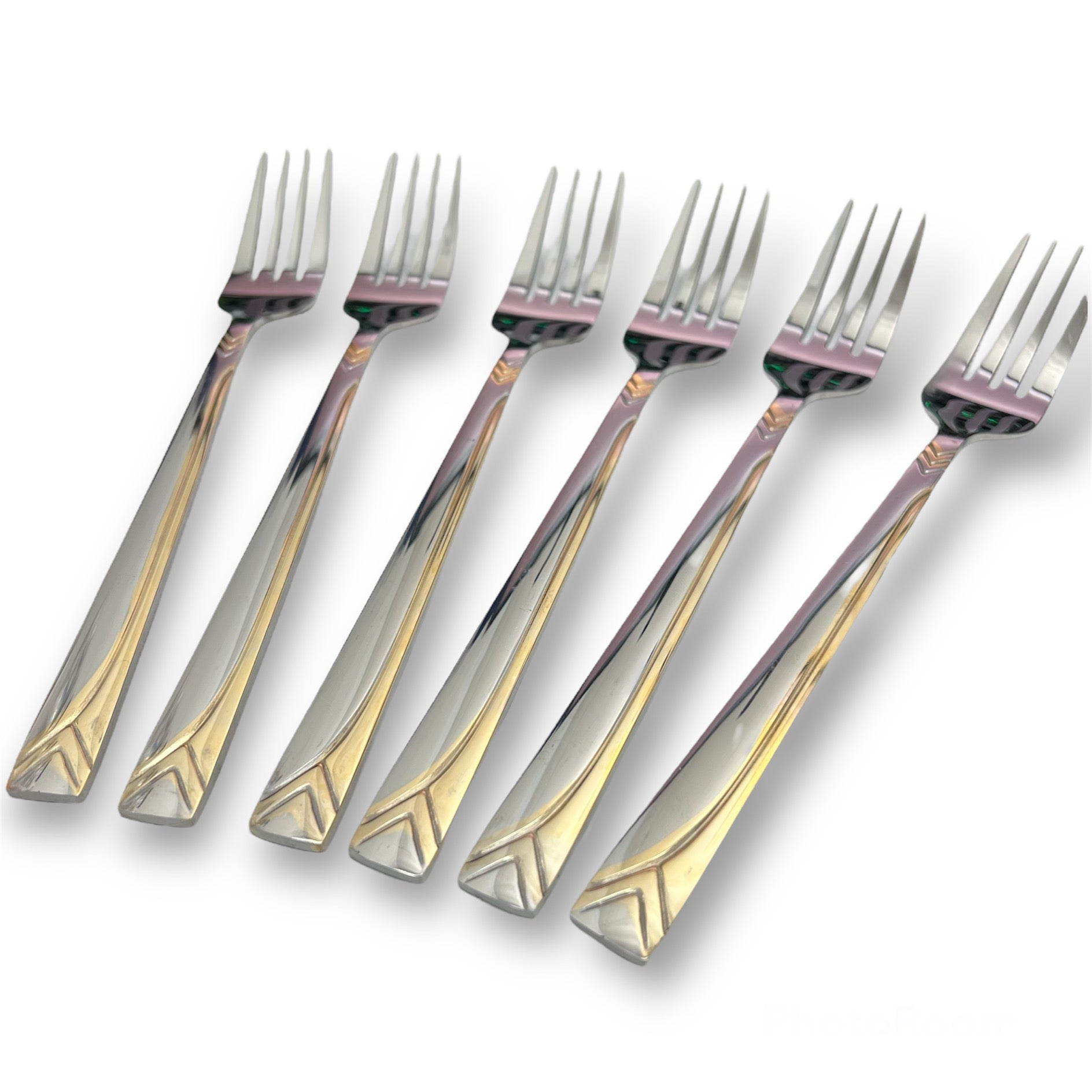 YICAN High Grade Stainless Steel Fork 6 Piece Set gold accent Secondary image