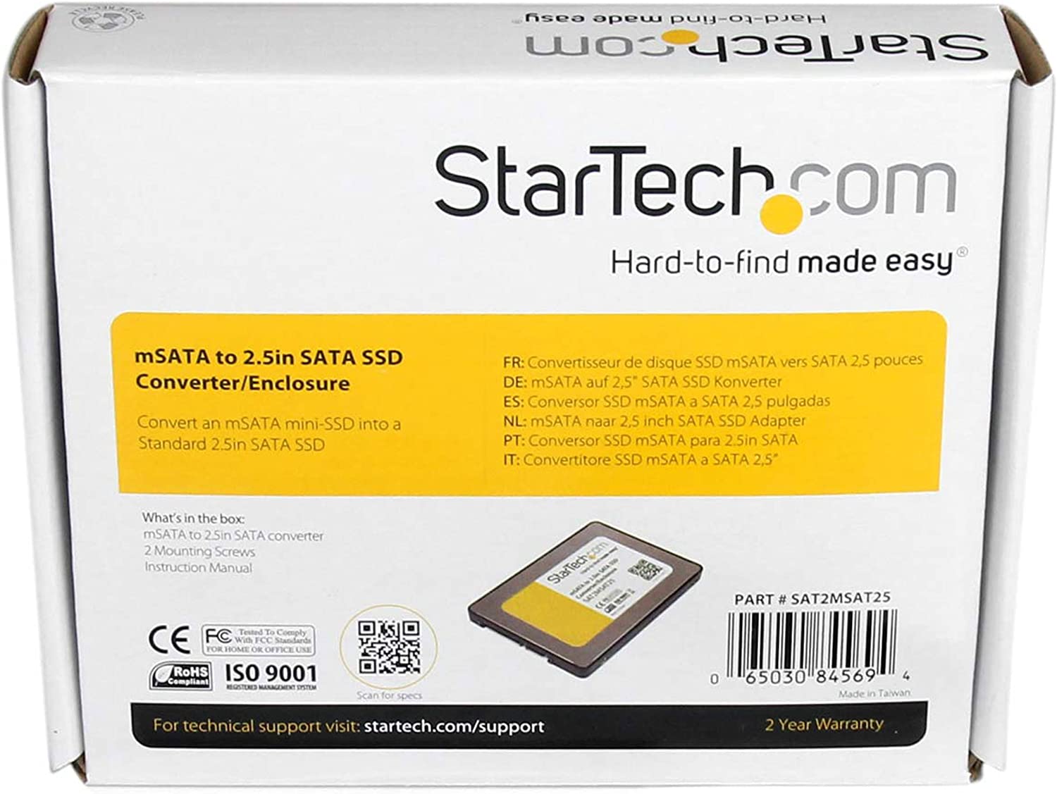StarTech.com 2.5in SATA to Mini SATA SSD Adapter Enclosure Main image
