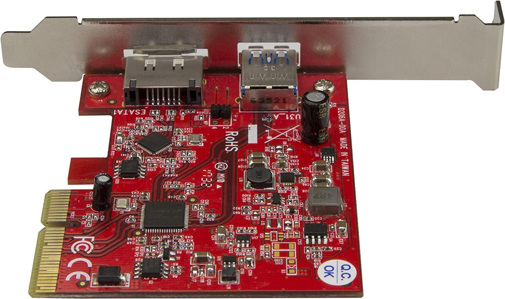 StarTech.com 2 Port USB 3.1 Gen 110Gbps and eSATA6Gbps PCIe Card PCI Express Controller Card 1x USBA and 1x eSATA PEXUSB311A1E