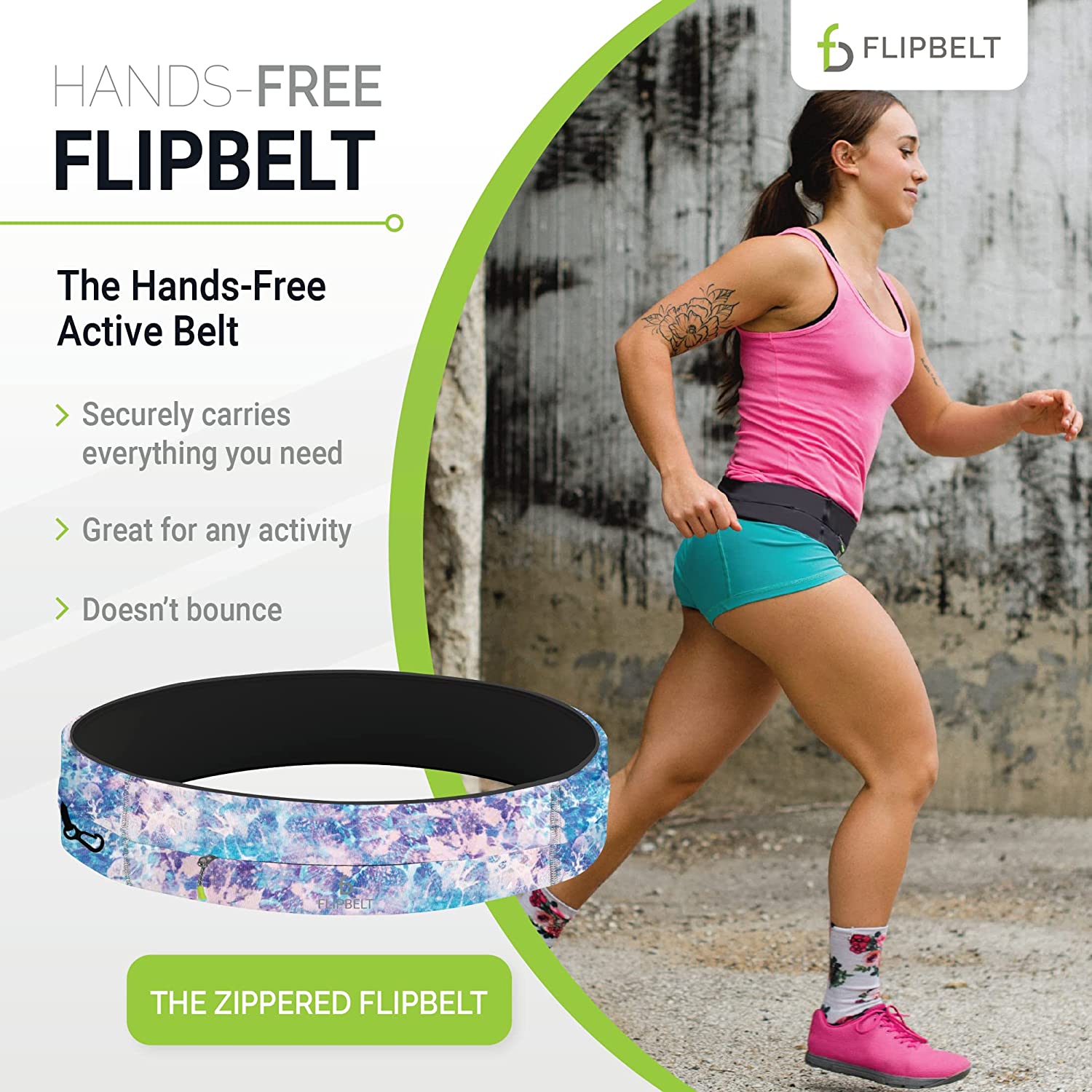  FlipBelt Elite Lightweight Tubular Running Belt, Black