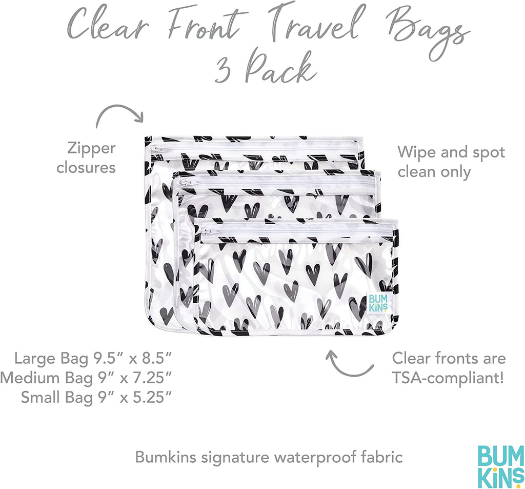 Bumkins Clear Travel Bag 3pack ZB3-10 TSA Compliant