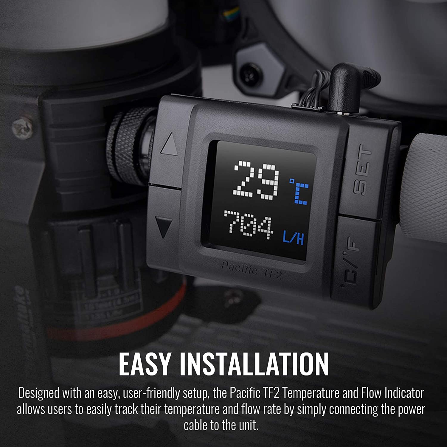 Thermaltake Pacific TF2 G1/4 Copper Core Construction TT RGB Plus Software Monitoring Celsius Fahrenheit Temperature and Flow Indicator CL-W275-CU00SW-ACS000523