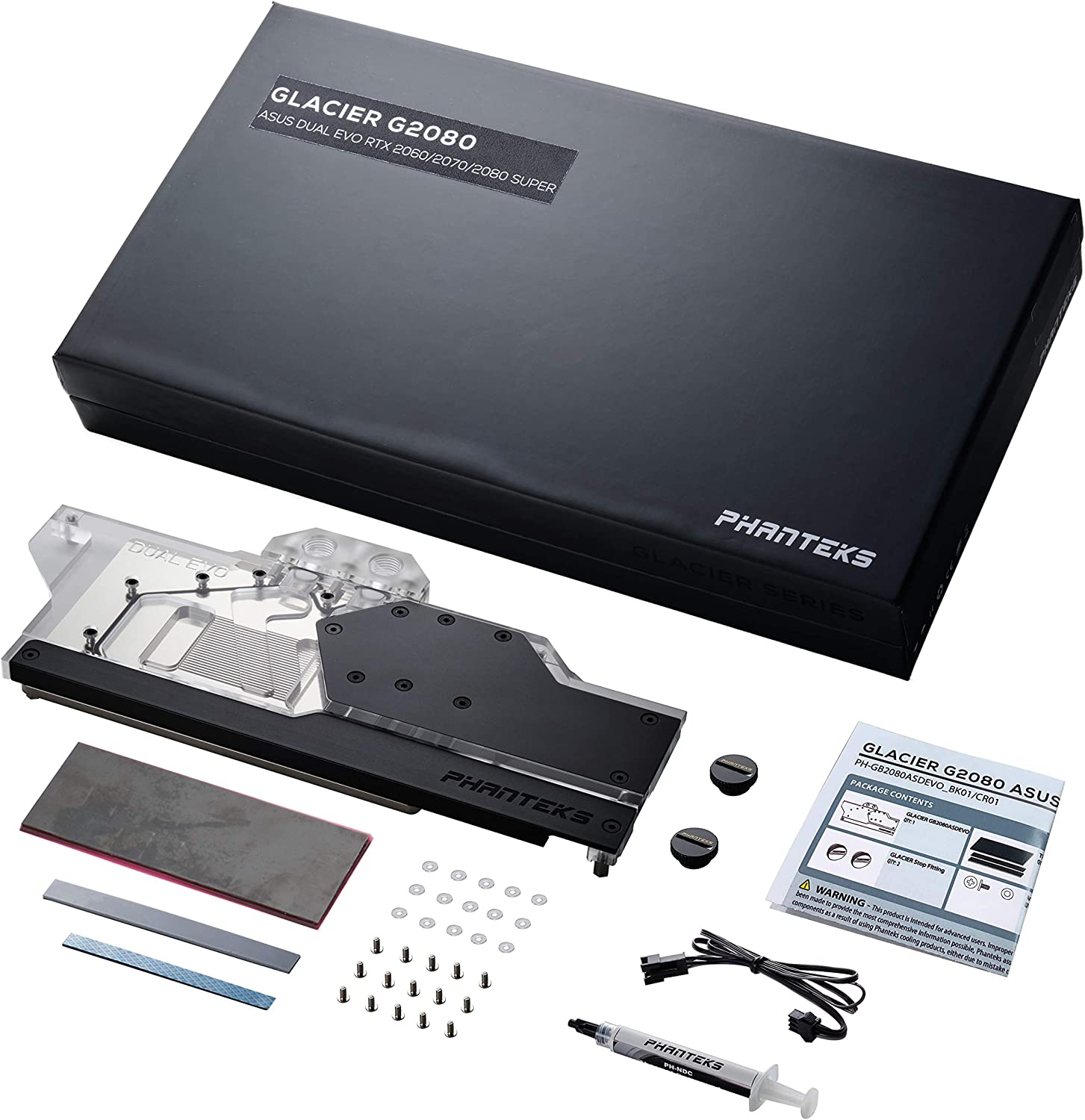 Phanteks Glacier Dual Evo PHGB2080ASDEVOBK01 For ASUS RTX 2080 2070 2060 SUPER Dual EVO Series Nickel Plated Acrylic Aluminum Cover Plate Digital RGB Full Water Block Black