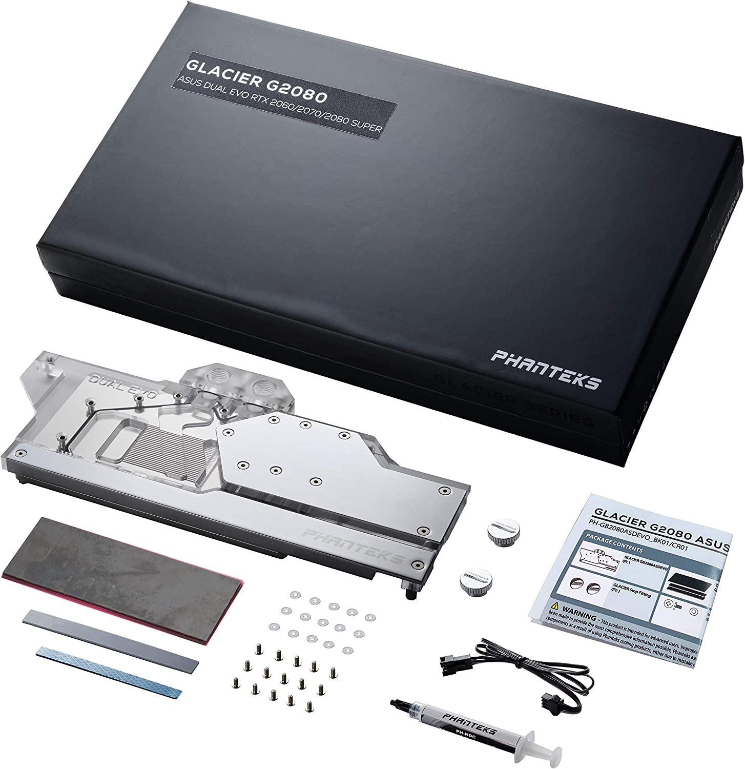 Phanteks Glacier Dual Evo For ASUS RTX 2080 2070 2060 Super Dual EVO Series Nickel Plated Acrylic Aluminum Cover Plate Digital RGB Full Water Block Chrome PHGB2080ASDEVOCR01