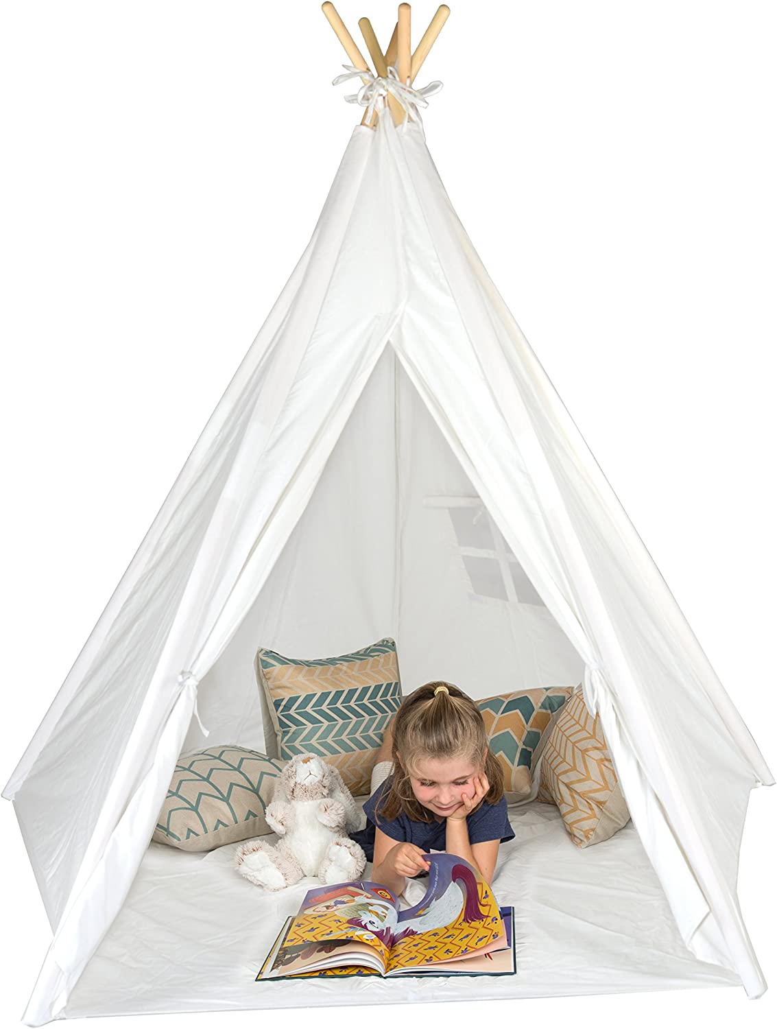 6ft Giant Teepee Play House of Pine Wood With Carry Case White Main image