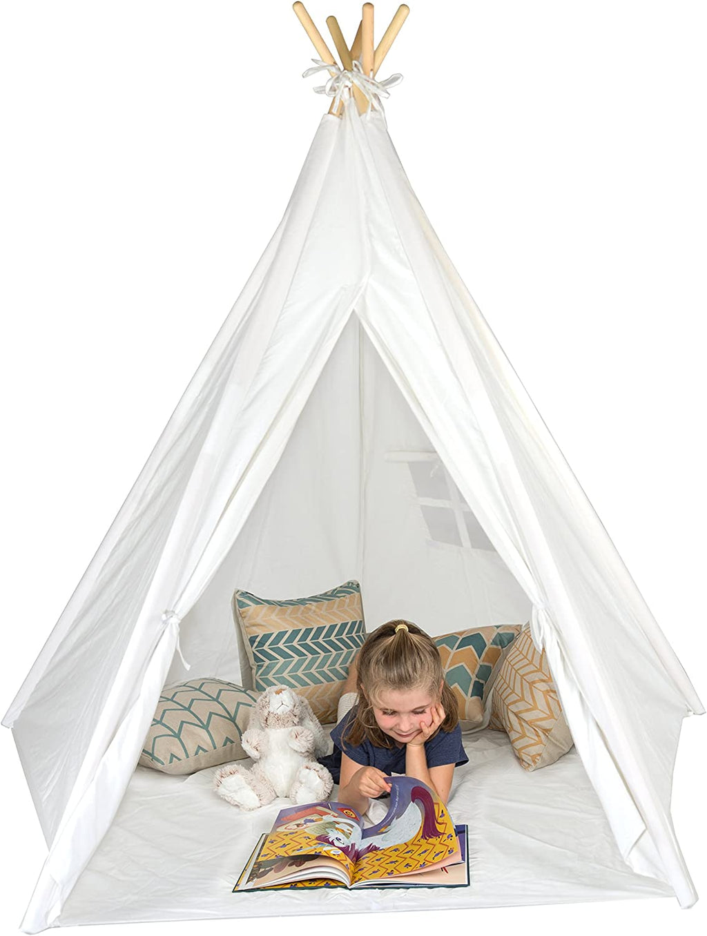 6ft Giant Teepee Play House of Pine Wood With Carry Case White