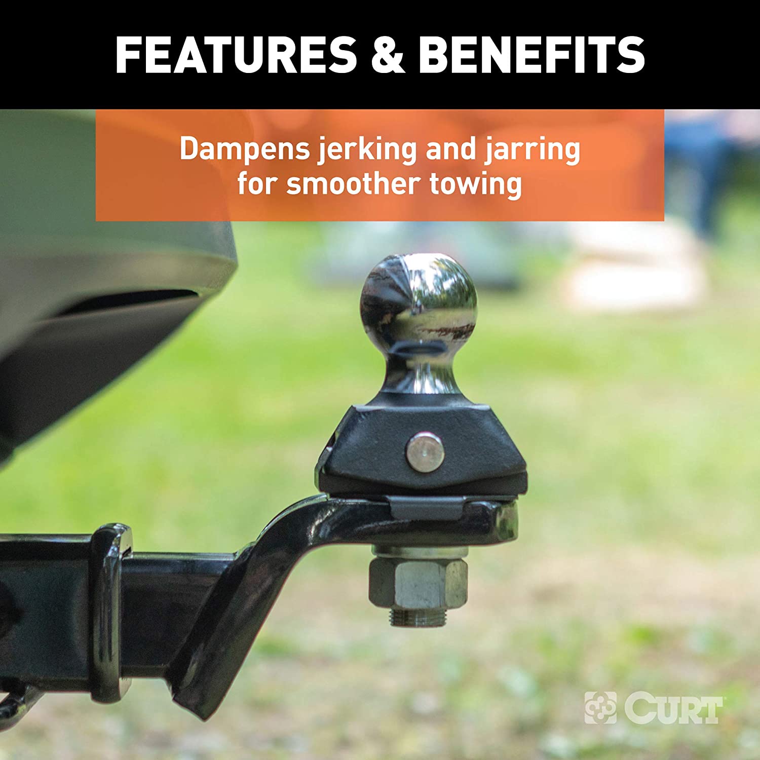 CURT 40047 RockerBall Cushion Hitch Trailer Ball 7500 lbs 2Inch Diameter 1Inch Shank